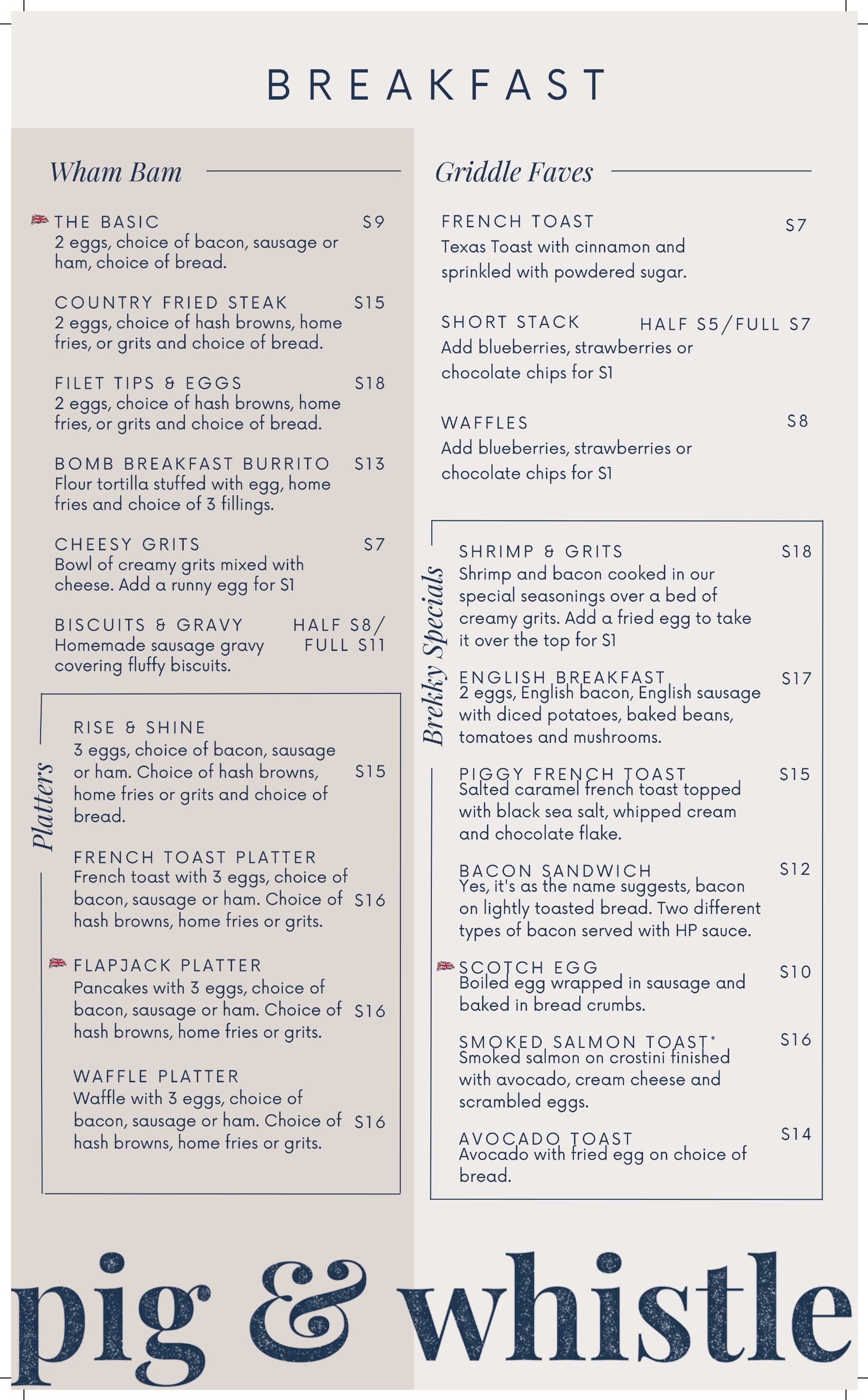Breakfast Menu Page 1