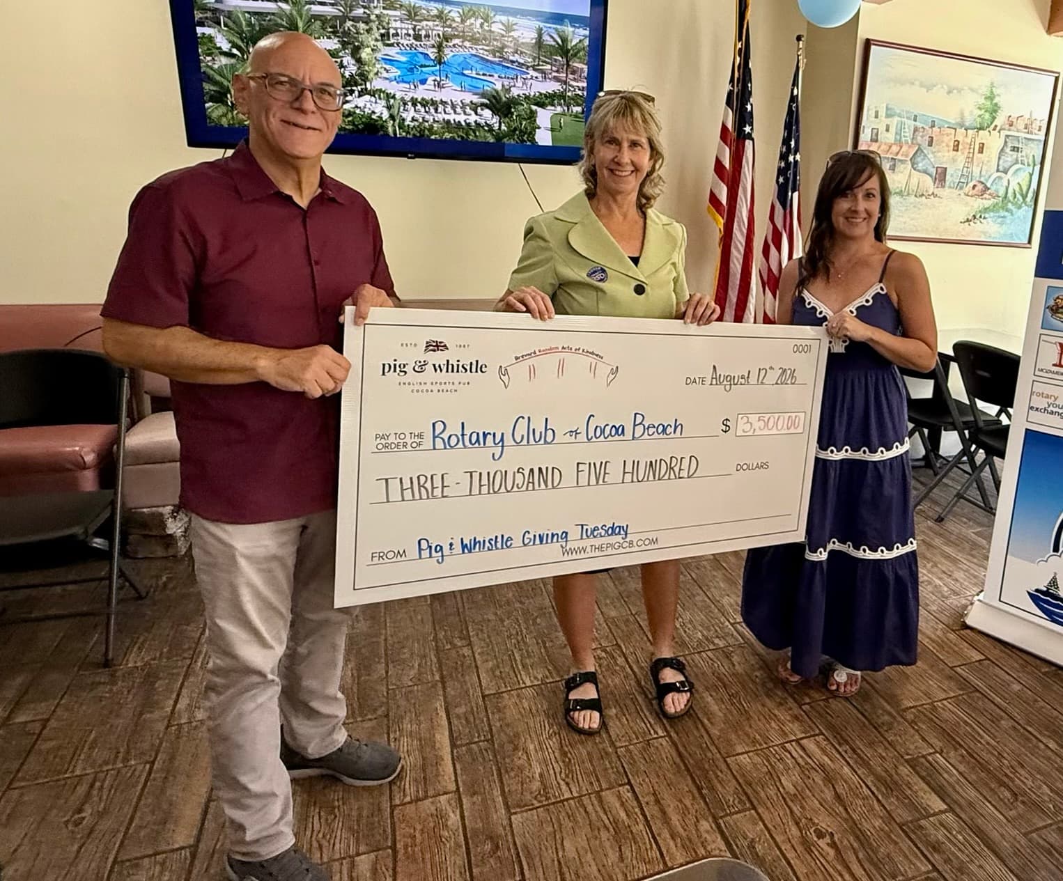 Check Presentation to Rotary Club of CocoaBeach